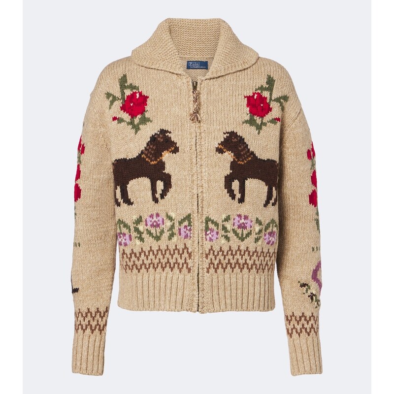 Polo Ralph Lauren Intarsia wool and cotton zip-up cardigan