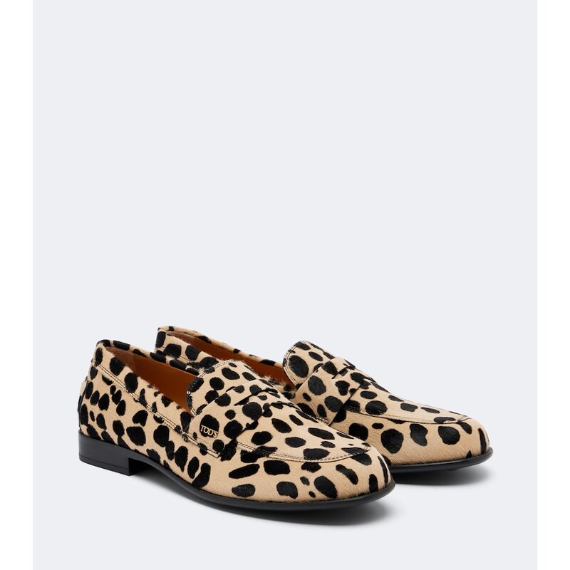 Tods Gommino leopard print calf hair driving shoes