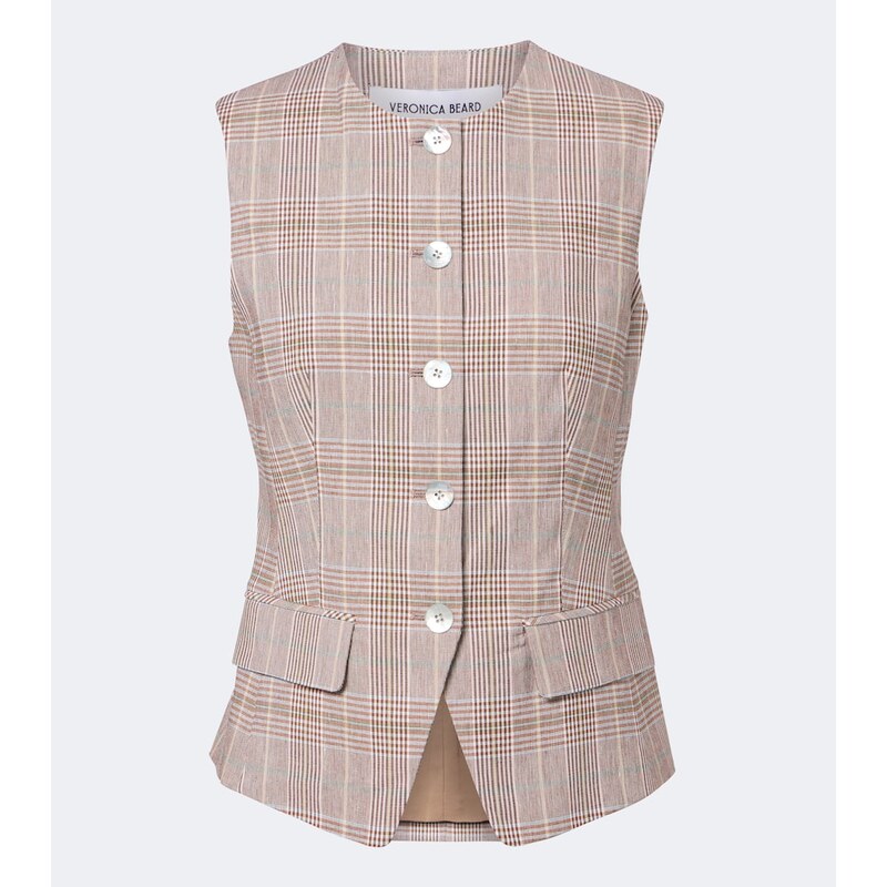 Veronica Beard Lois plaid cotton and linen-blend vest