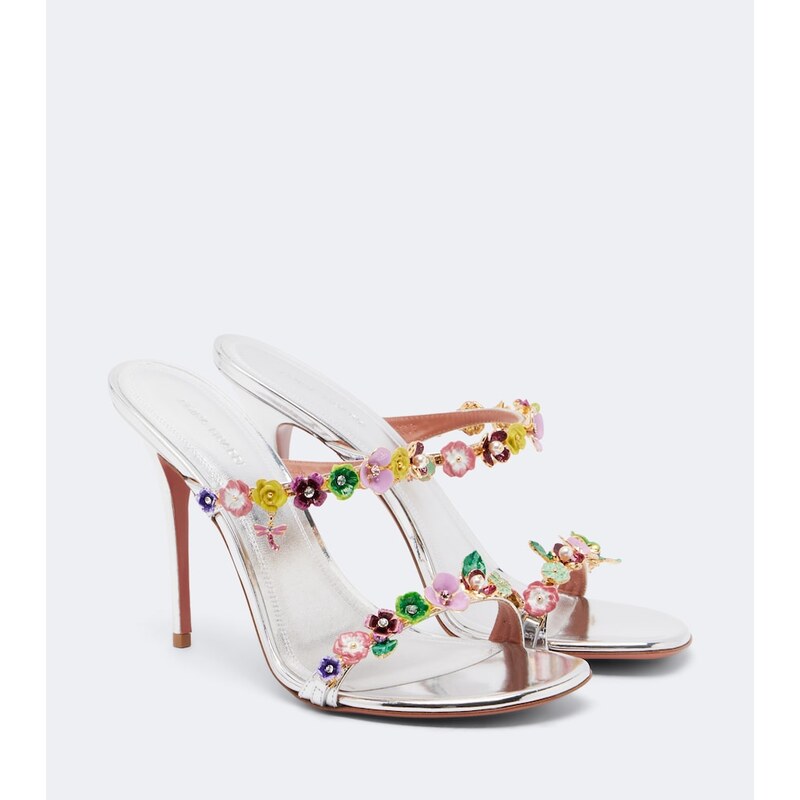 Amina Muaddi Vittoria embellished leather sandals