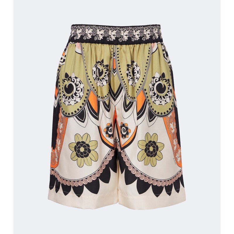 La DoubleJ Printed silk twill Bermuda shorts