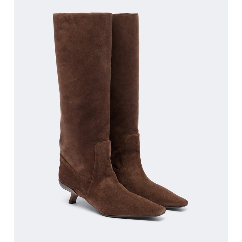 Brunello Cucinelli Monili suede knee-high boots