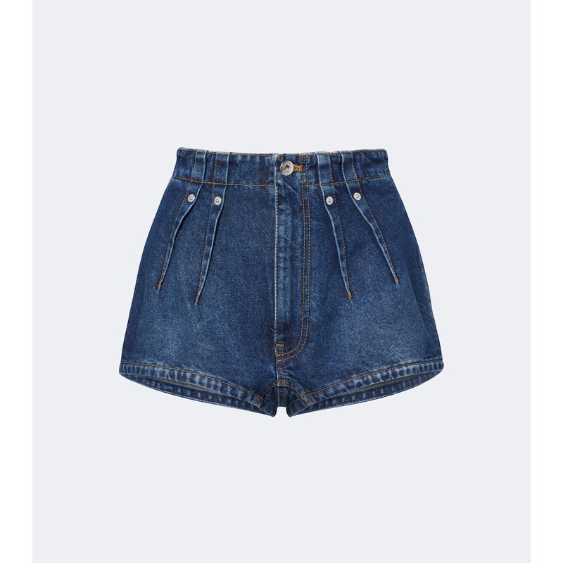 Mugler Pleated denim shorts