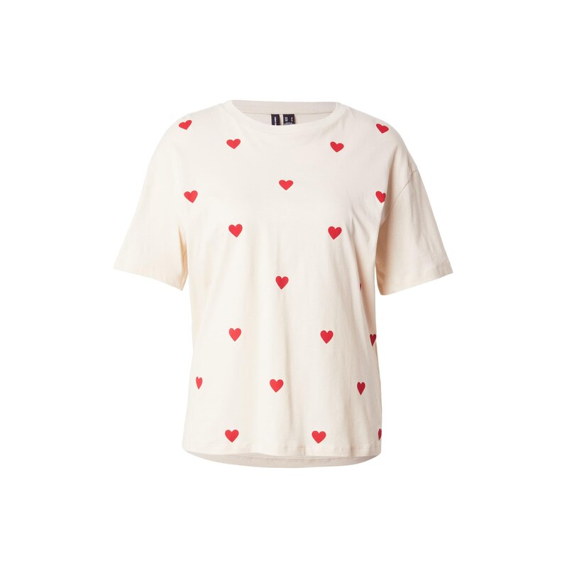 VERO MODA Tričko VMMATTY béžová / světle červená