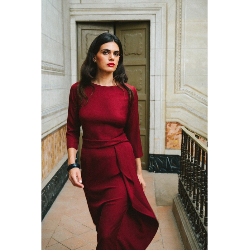 Stylove Elegantní dámské šaty s ozdobným volánem