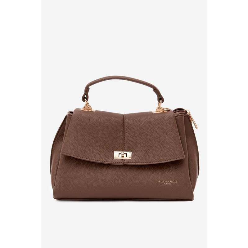 Flora&Co Dámská čokoládová kožená kabelka Sybella