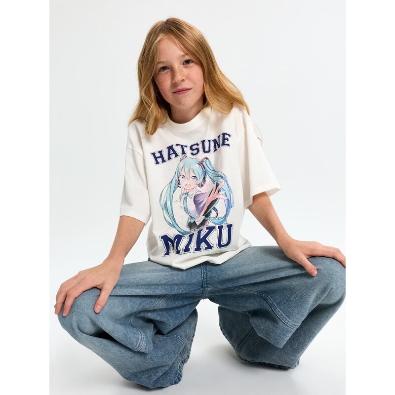 Sinsay - Bavlněné oversize tričko s potiskem Hatsune Miku -