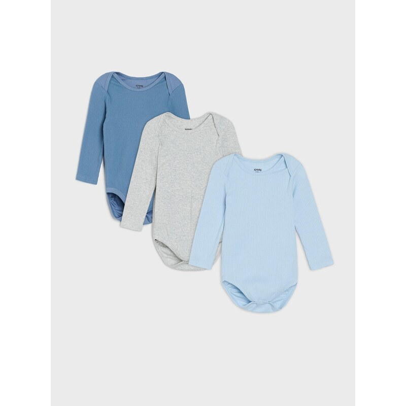 Sinsay - Bavlněné body z vroubkovaného úpletu 3 pack - modrá