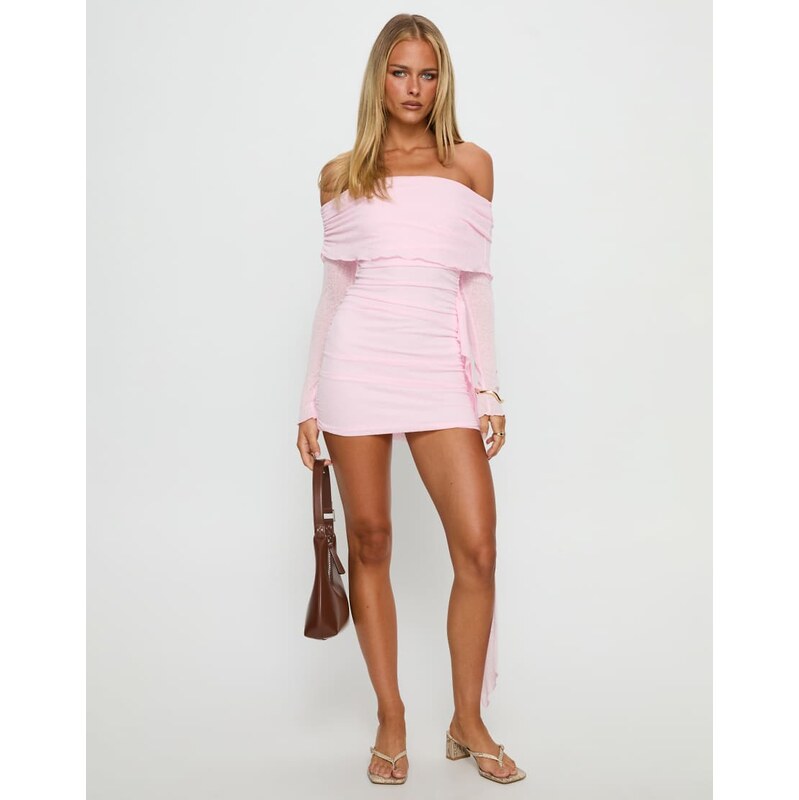 Princess Polly Rozalee mesh bardot frill drape detail mini dress