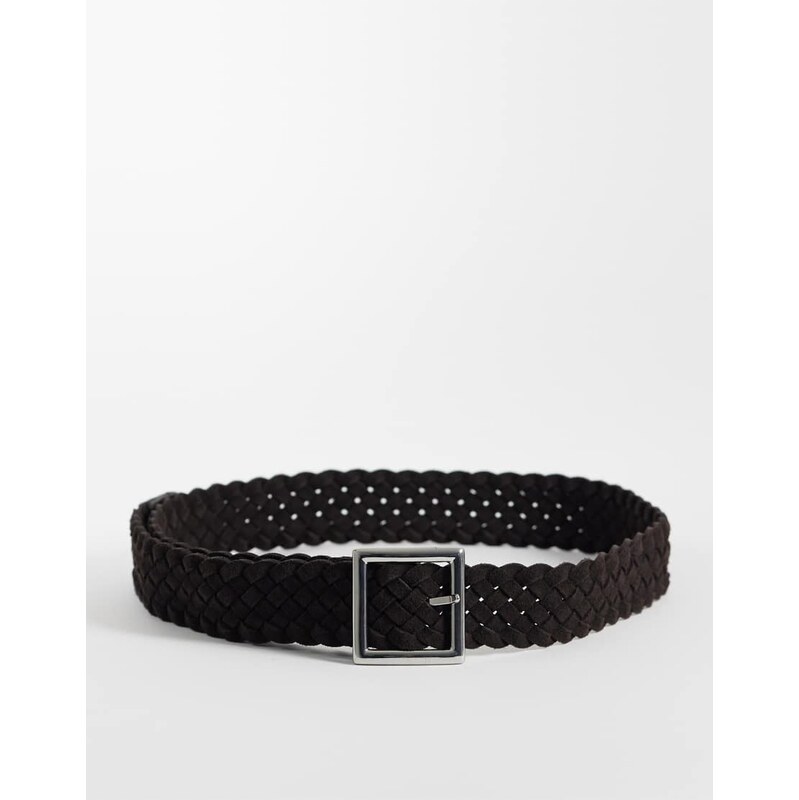 Topshop weave leather belt in brown