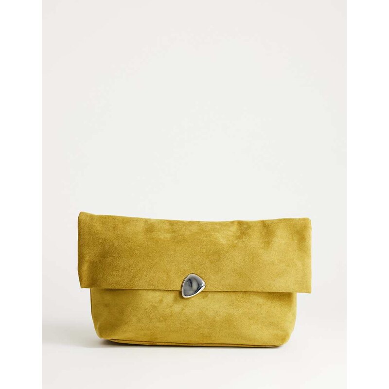 Topshop Gaia oversized suedette folded clutch bag with hardware