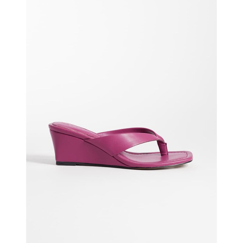 ASOS DESIGN Harlow toe thong wedge sandals in purple