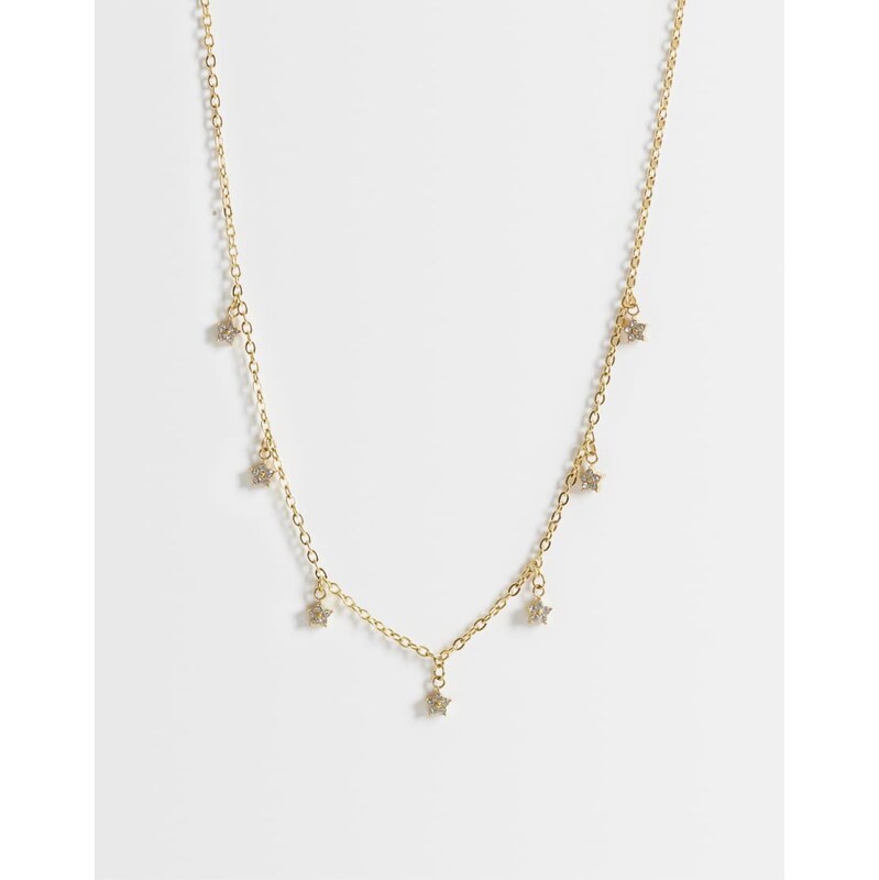 Reclaimed Vintage stainless steel dainty star necklace in gold