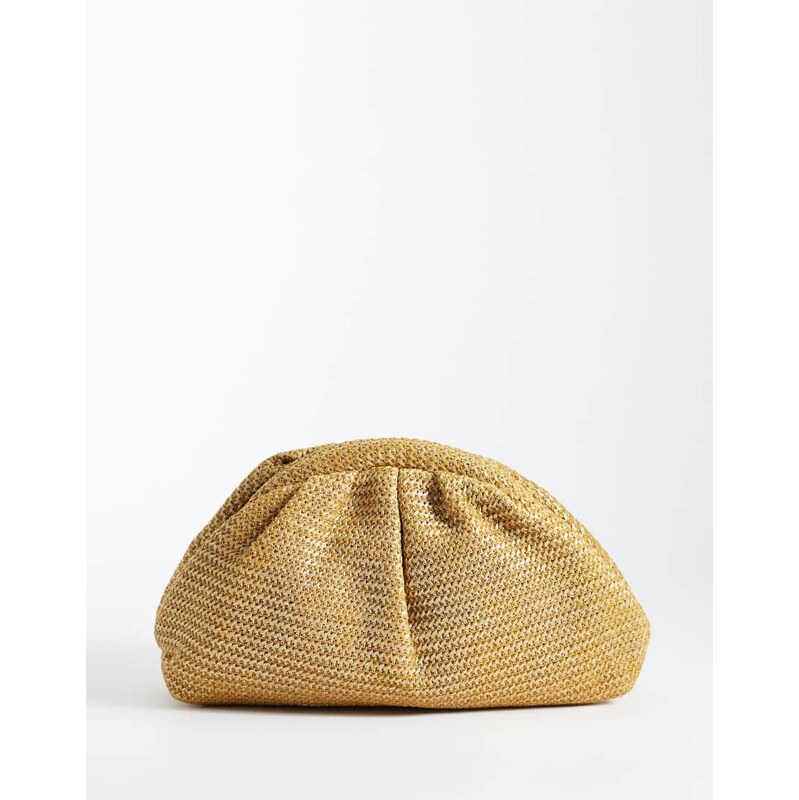 True Decadence rattan clutch bag in gold