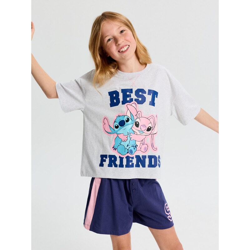 Sinsay - Oversize dvoudílné pyžamo Stitch - šedá