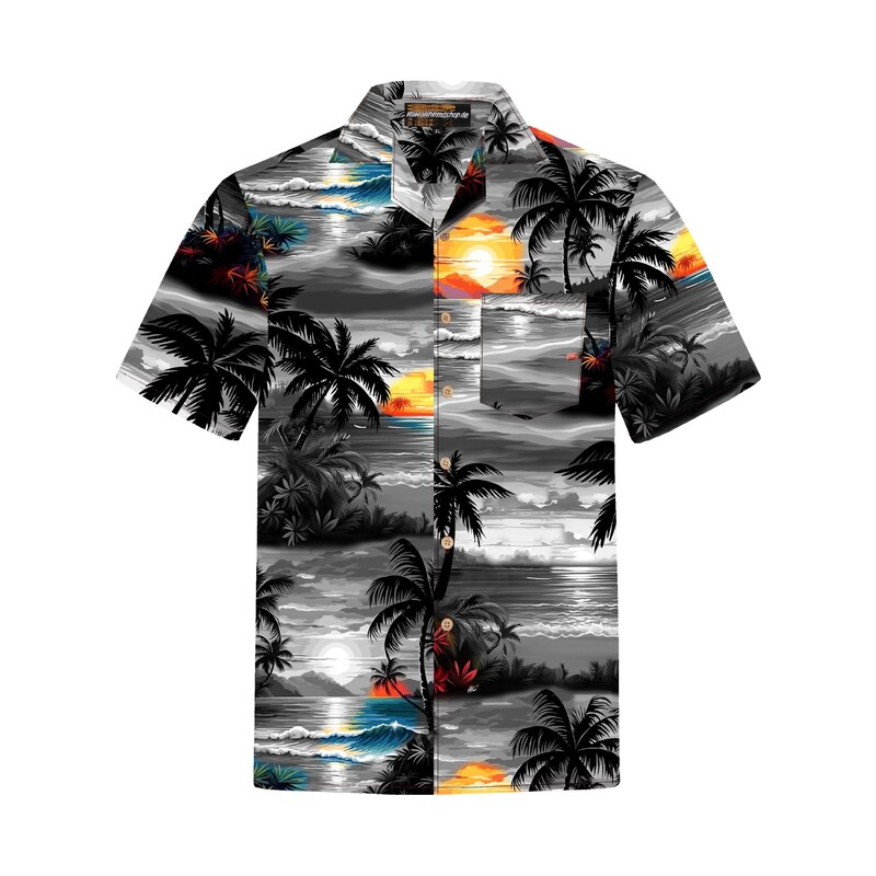 Hawaiihemdshop.de Košile Hawaiihemd Night on Hawaii šedá
