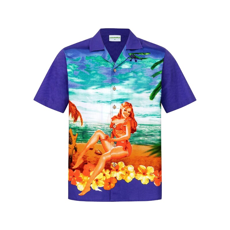 Hawaiihemdshop.de Košile Hawaiihemd Beach Girl modrá