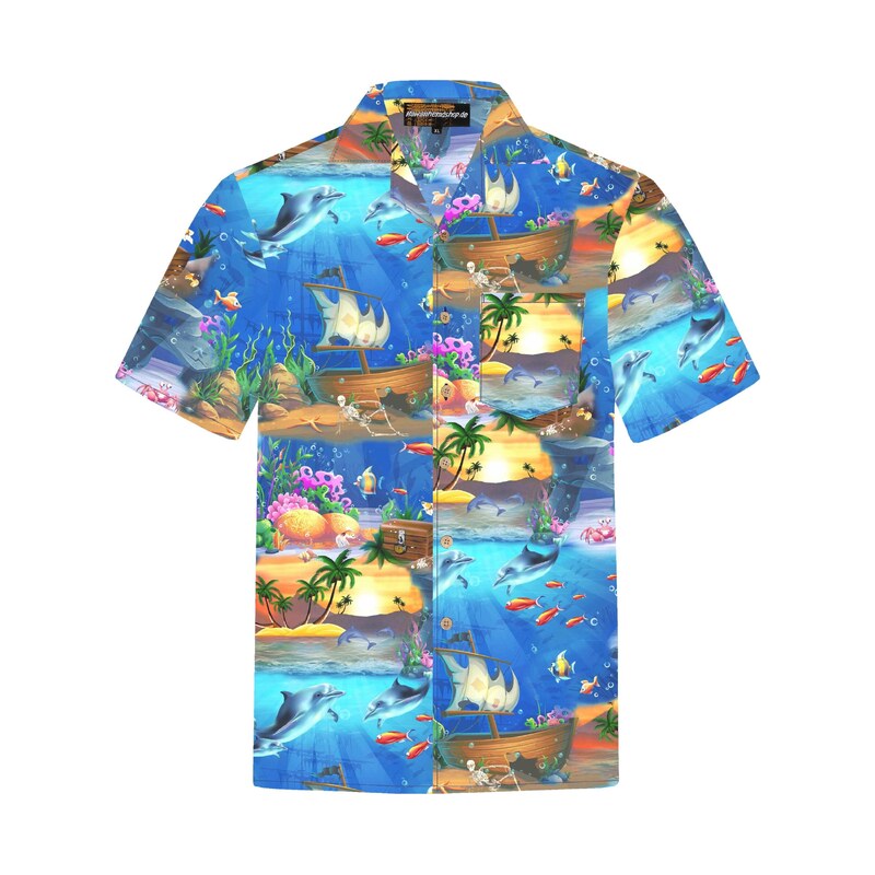 Hawaiihemdshop.de Košile Hawaiihemd Ocean of Hawaii modrá
