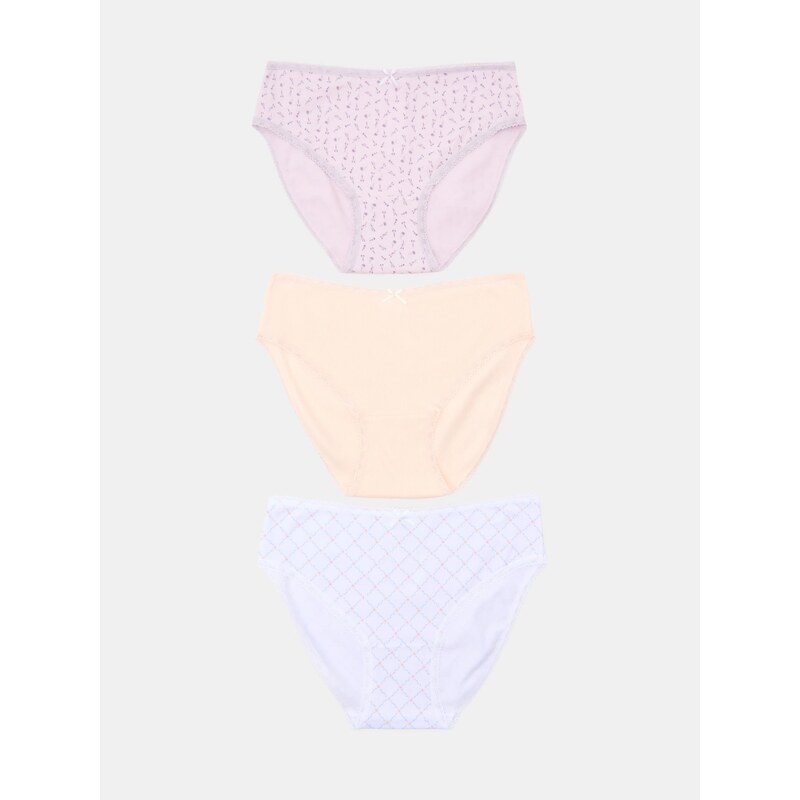 Sinsay - Bavlněné kalhotky figi s mašličkami 3 pack -