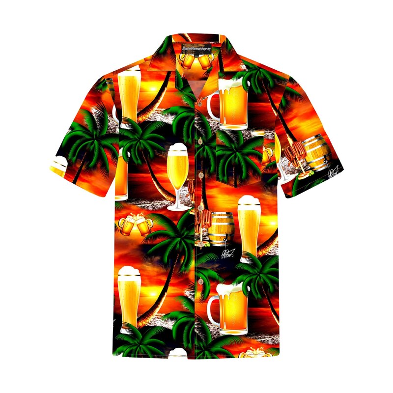 Hawaiihemdshop.de Košile Hawaiihemd Beer in Paradise oranžová