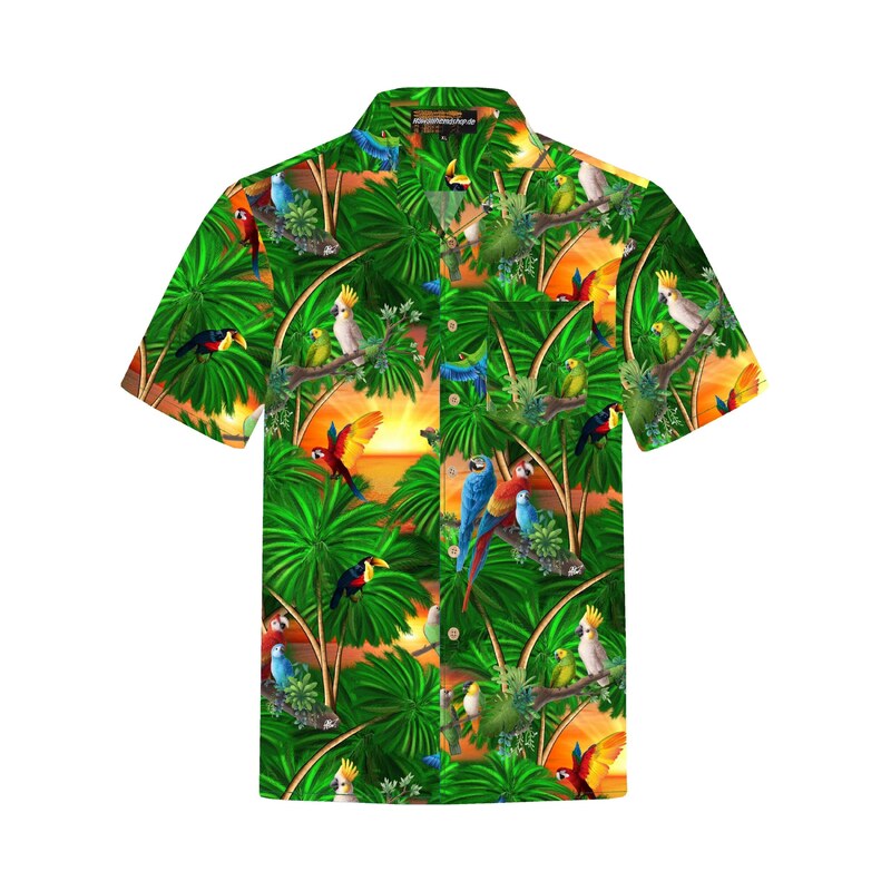 Hawaiihemdshop.de Košile Hawaiihemd Jungle Parrots zelená