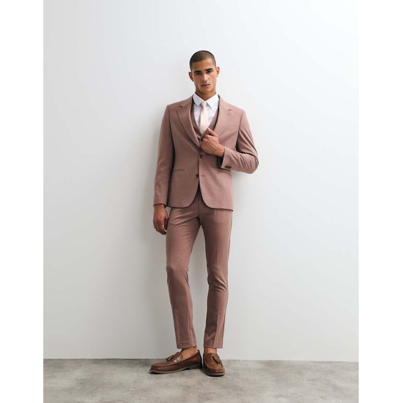 ASOS DESIGN skinny suit trousers in brown