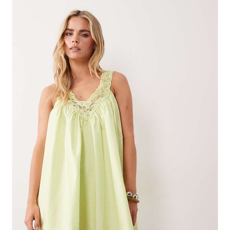 ASOS Petite ASOS DESIGN Petite v neck smock poplin mini dress