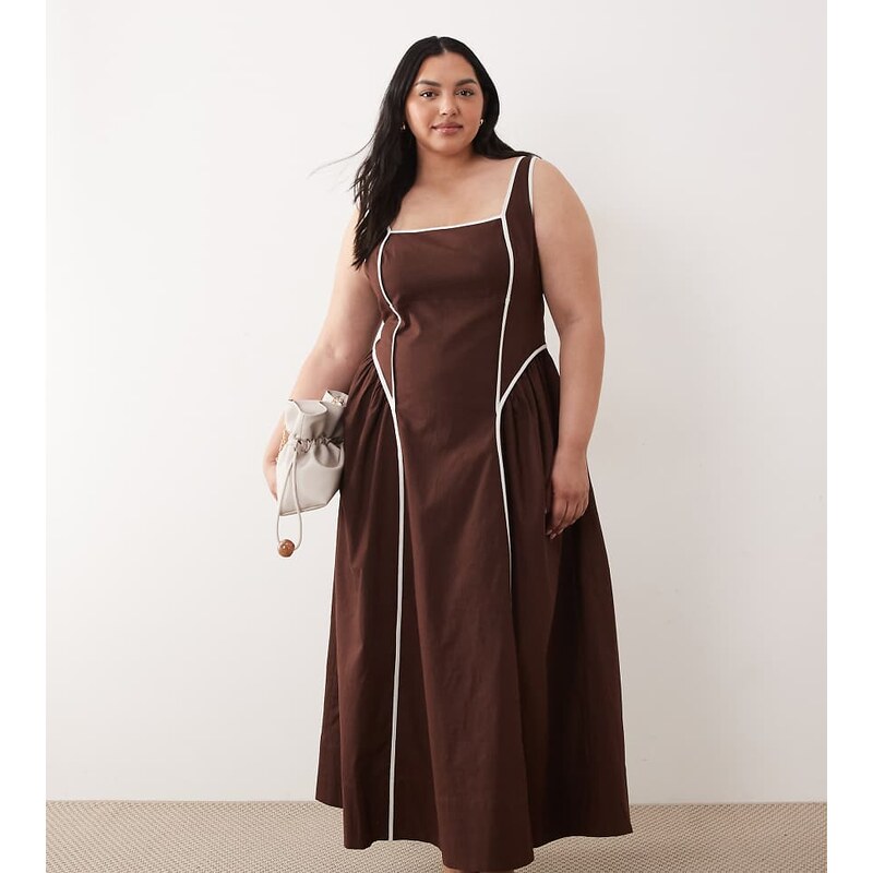 ASOS Curve ASOS DESIGN Curve square neck midi sundress with