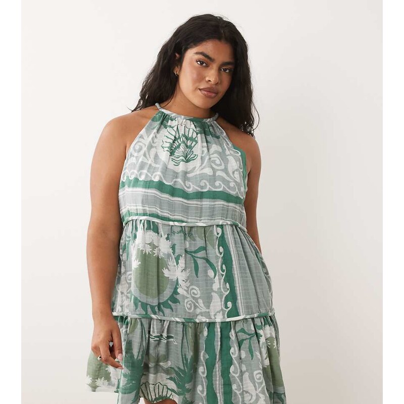ASOS Curve ASOS DESIGN Curve halter neck tiered mini sundress