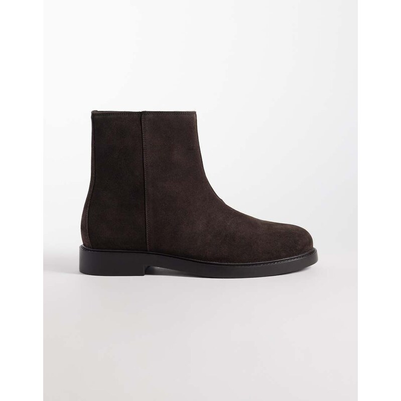 ASOS DESIGN zip up boots in brown suede