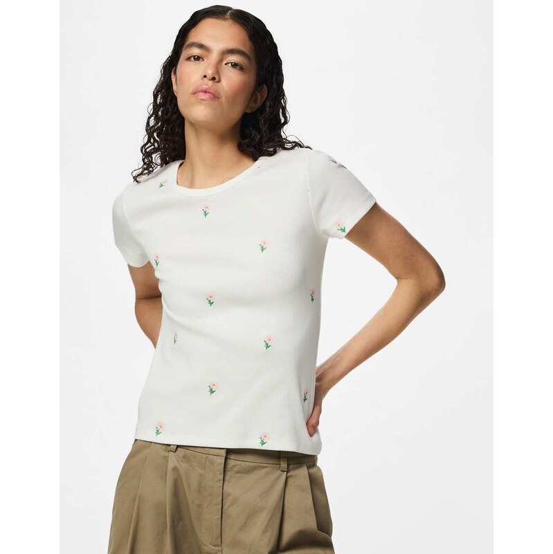 Pieces T-shirt in cloud dancer 1-White