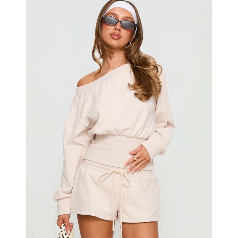 Princess Polly Cassey asymmetric off shoulder ribbed fitted
