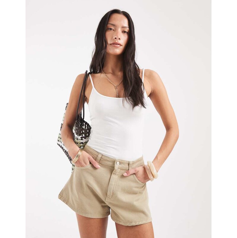 ASOS DESIGN a line shorts in sand wash co-ord-Neutral