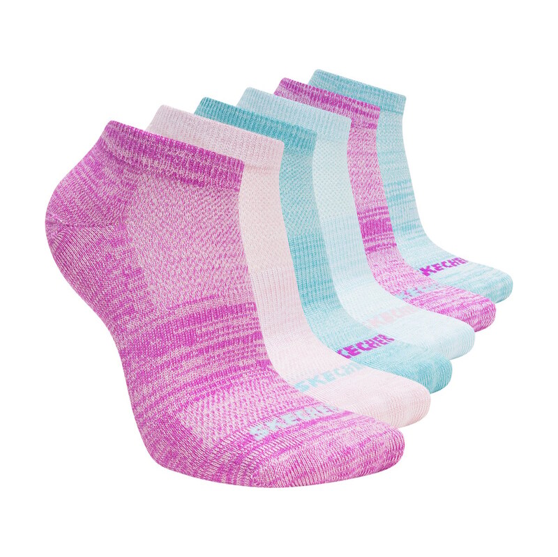 Skechers Dívky 6 Pack Girls Low Cut Color Stripe ponožky v