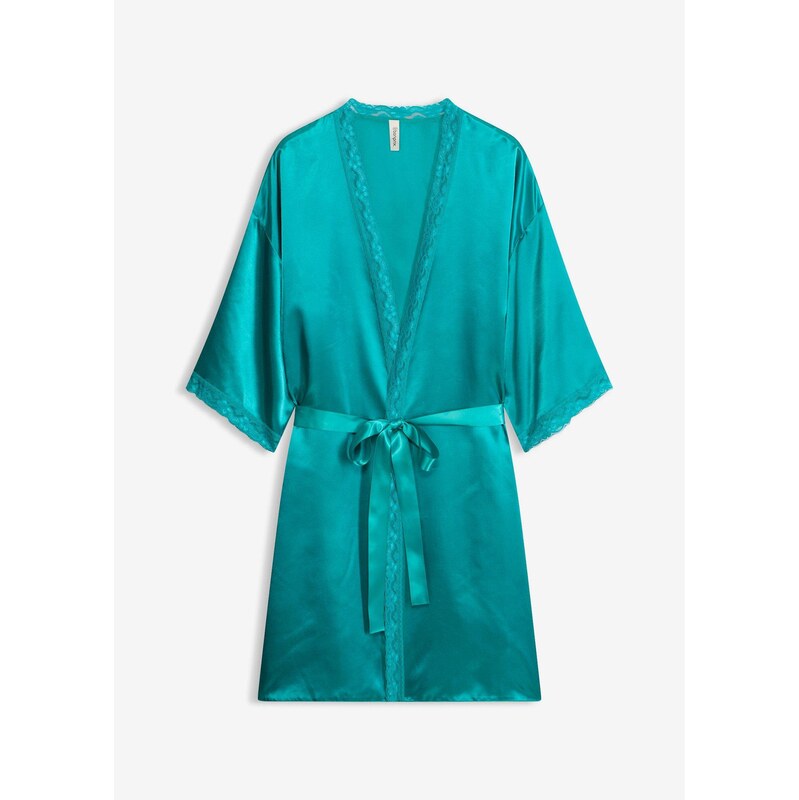 bonprix Saténové kimono modrá Žena