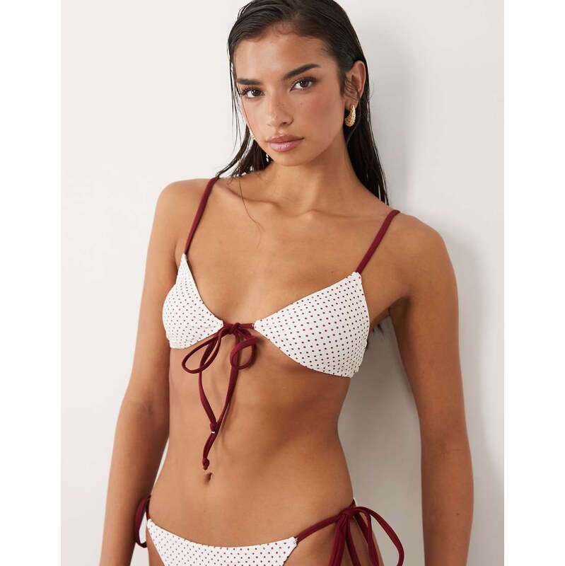 The Frolic exclusive tie front triangle bikini top co-ord in