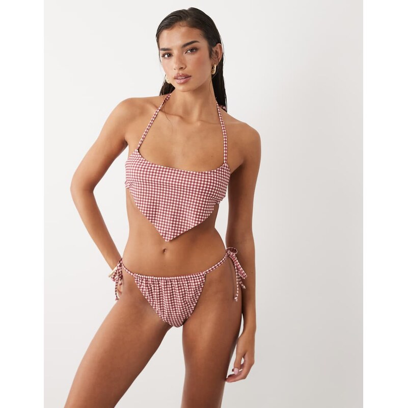 The Frolic exclusive tie side bikini bottoms co-ord in red
