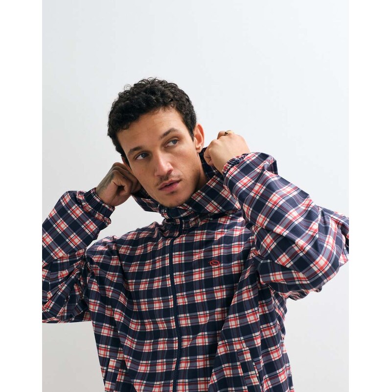 COLLUSION Nylon check print zip up track jacket in multi