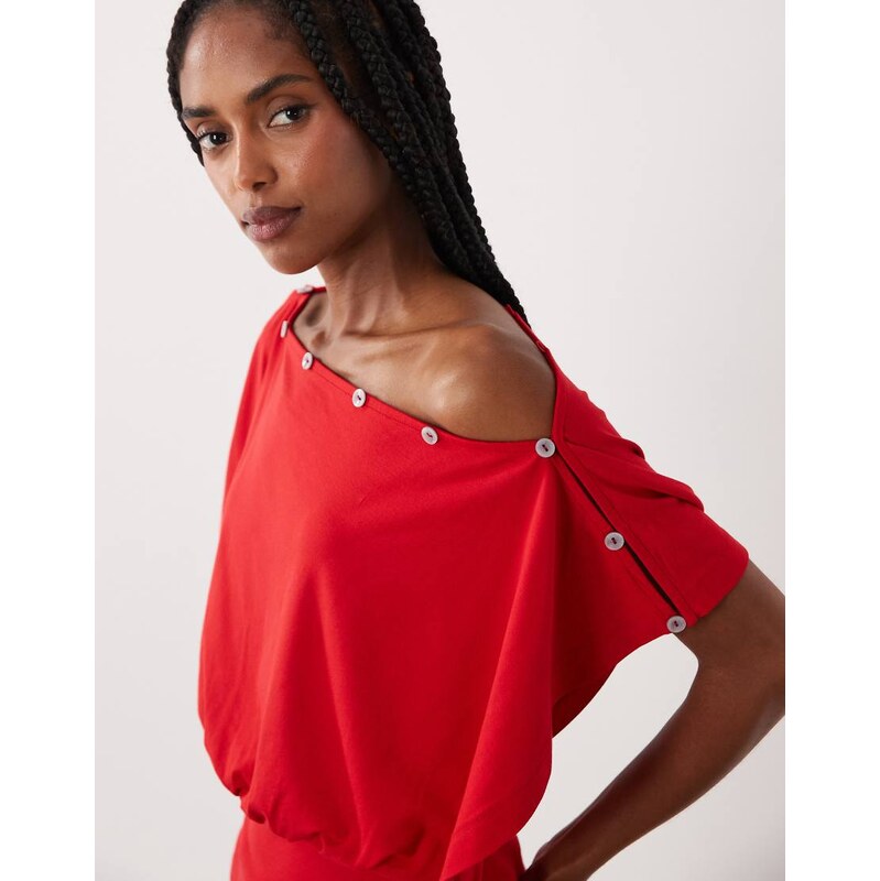 ASOS DESIGN multiway button top in red