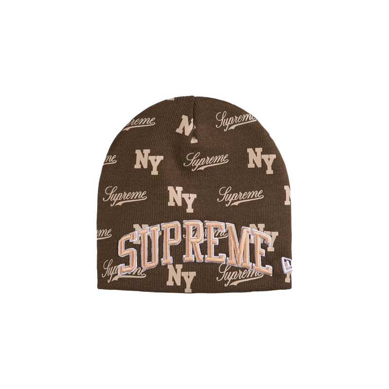 Supreme New Era Monogram Beanie Brown