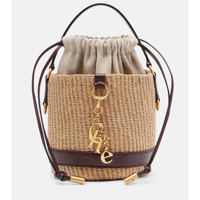Chloe ChloÃ Small leather-trimmed basket bag