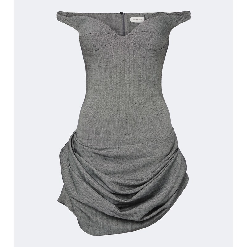 Magda Butrym Off-shoulder herringbone wool-blend minidress