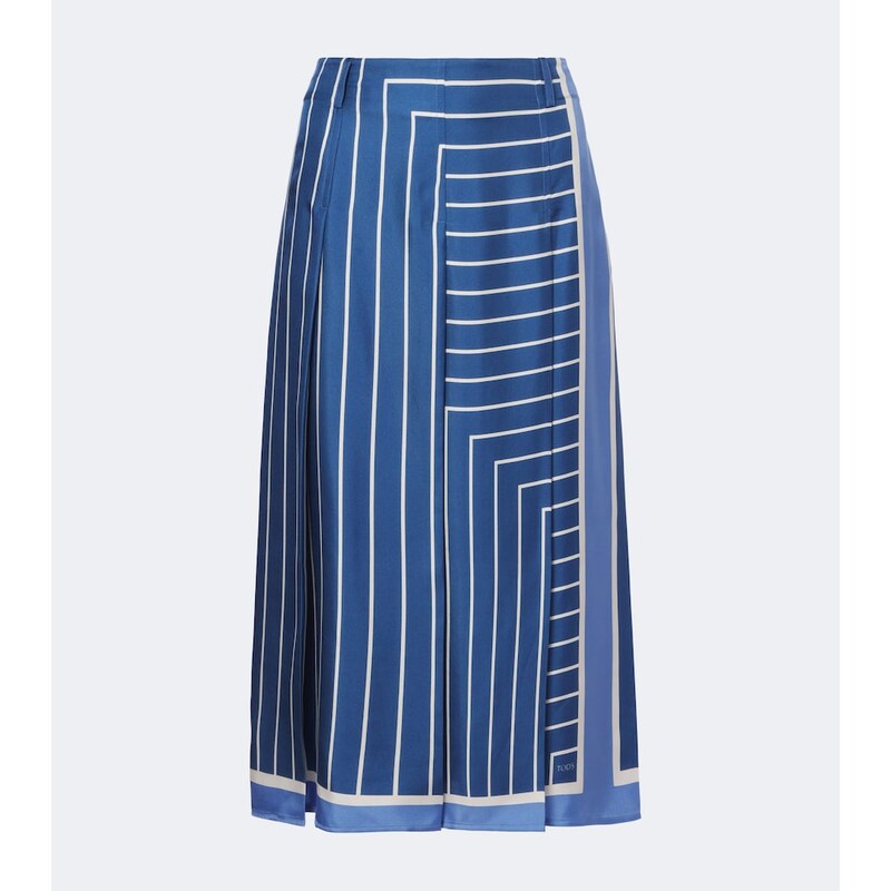 Tods Striped silk midi skirt