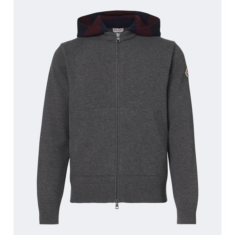 Moncler Hooded wool and cashmere zip-up cardigan