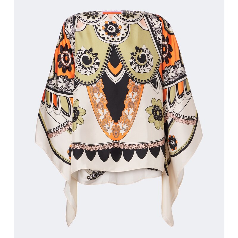 La DoubleJ Draped printed silk twill top