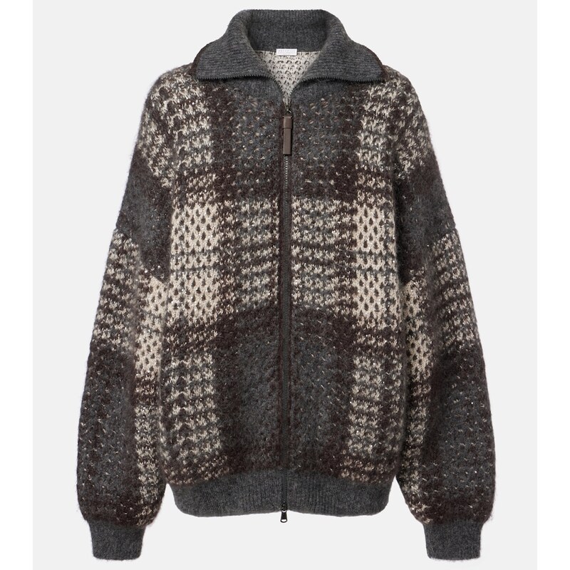 Brunello Cucinelli Checked sequined cardigan