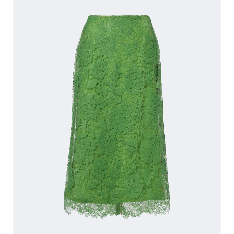 Carolina Herrera Floral lace midi skirt