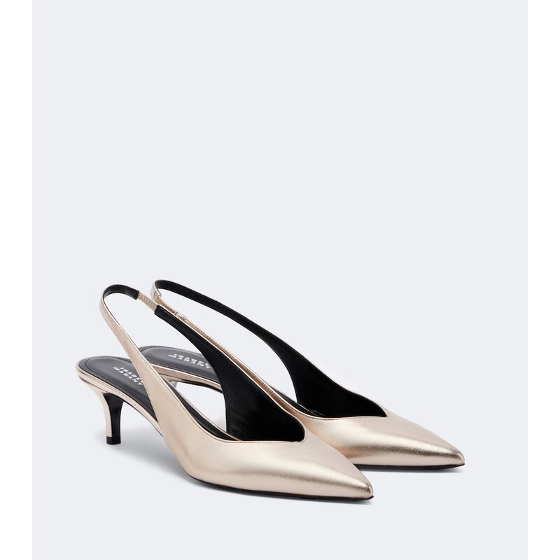 Isabel Marant Padim metallic leather slingback pumps