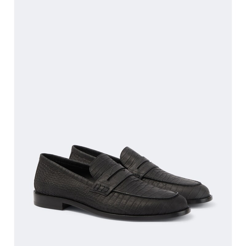 Manolo Blahnik Croc-effect leather penny loafers