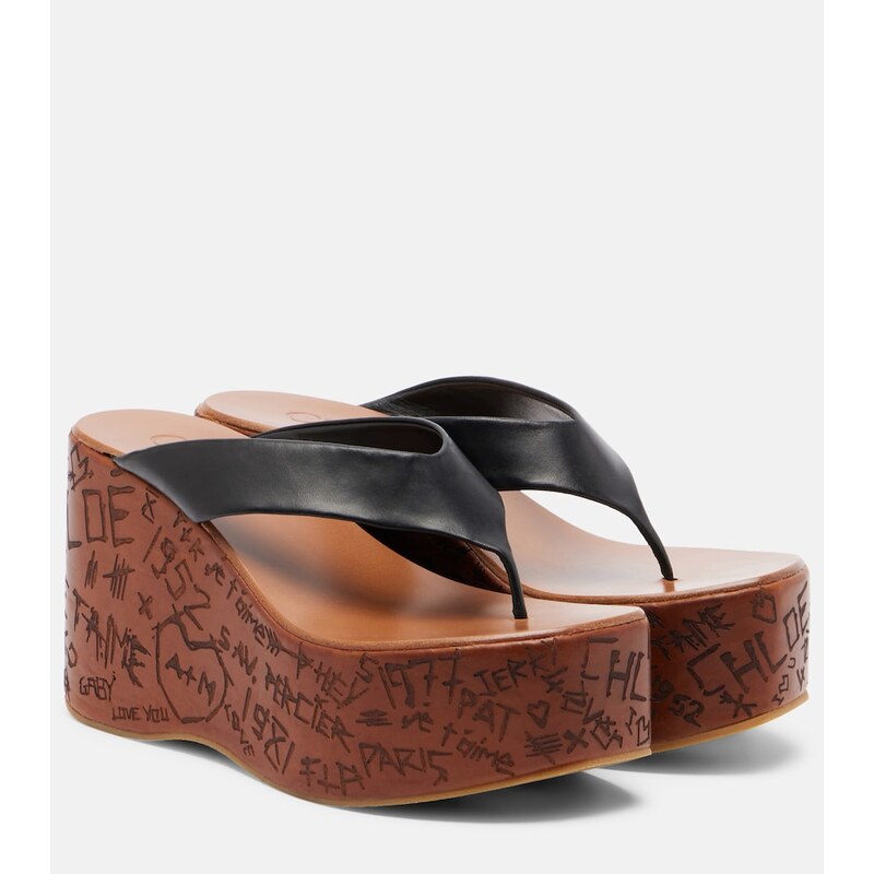 Chloe ChloÃ Maxime leather wedge thong sandals